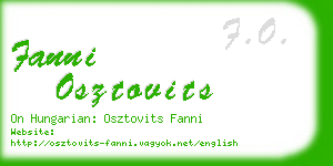 fanni osztovits business card